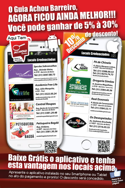 Panfleto de anúncio do App Guia Comercial