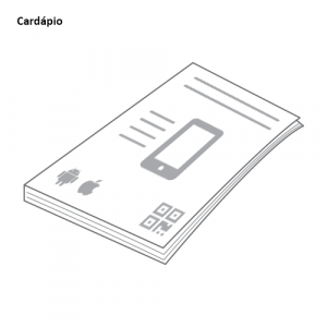 Desenho de um cardápio com a divulgação do app