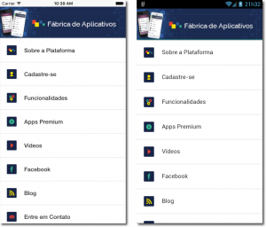 Home do App no iOS e Android, respectivamente