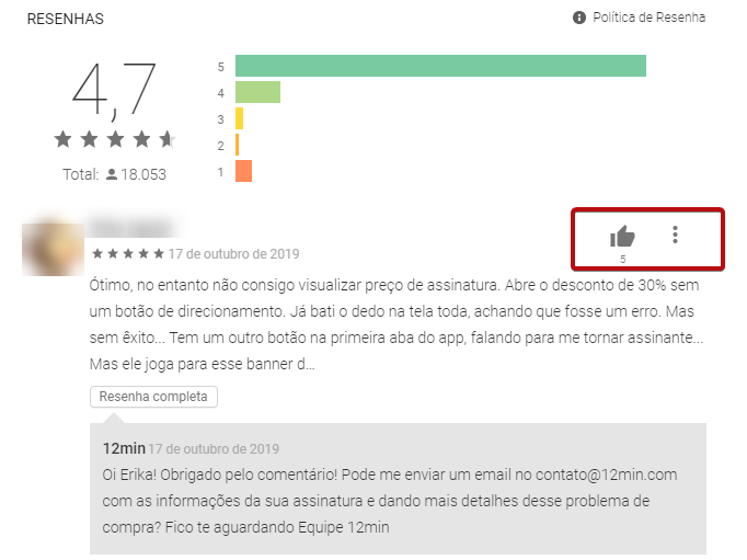 aumentar downloads com respostas nas lojas